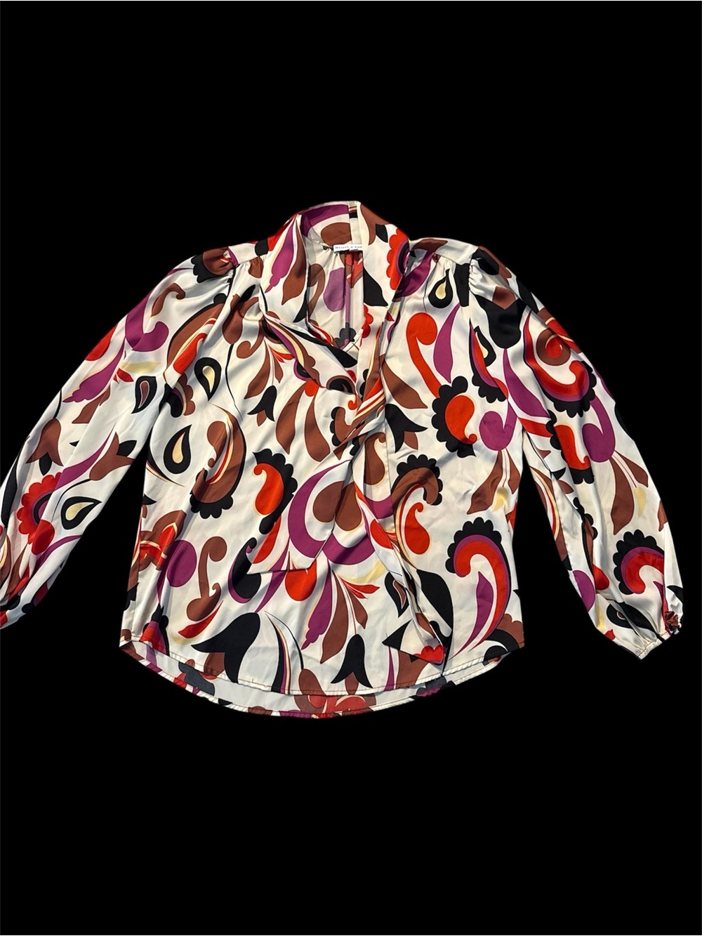 Women’s Retro Print Long-Sleeve Blouse - Multicolor